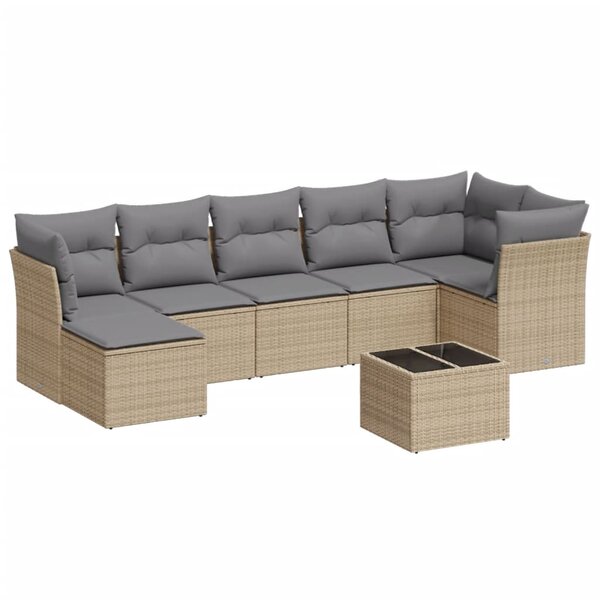 vidaXL Salon de jardin avec coussins 8 Pièces beige résine tressée