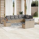 vidaXL Salon de jardin avec coussins 10 Pièces beige résine tressée