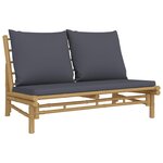 vidaXL Banc de jardin avec coussins gris foncé bambou