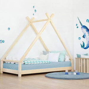 Lit Tipi enfant bois massif naturel vernis 90 x 160 cm
