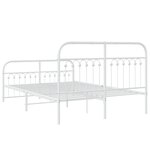 vidaXL Cadre de lit métal avec tête de lit/pied de lit blanc 140x190cm