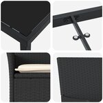vidaXL Ensemble Salle à Manger Jardin 5 Pièces avec Coussins Rattan Poly Noir