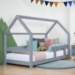 Lit cabane enfant TERY 140 x 200 gris