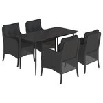 vidaXL Ensemble à manger de jardin coussins 5Pièces Noir Résine tressée