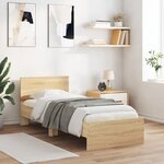 vidaXL Cadre de lit tête de lit et lumières LED chêne sonoma 90x190 cm
