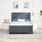 Lit sommier avec matelas vidaXL Gris foncé 160x200 cm Velours