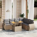 vidaXL Salon de jardin avec coussins 7 Pièces beige résine tressée