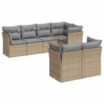 vidaXL Salon de jardin avec coussins 7 Pièces beige résine tressée