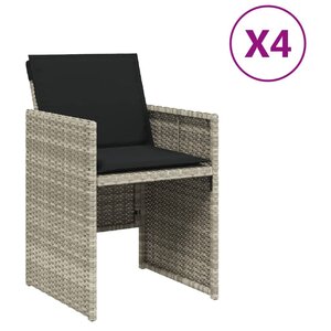 vidaXL Chaises de jardin avec coussins lot de 4 gris clair poly rotin