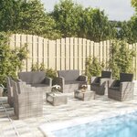 vidaXL Salon de jardin 8 Pièces avec coussins Résine tressée Gris