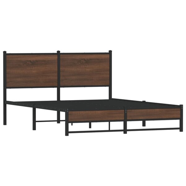 vidaXL Cadre de lit en métal avec tête de lit chêne marron 137x190 cm