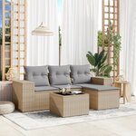 vidaXL Salon de jardin avec coussins 5 Pièces beige résine tressée