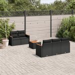 vidaXL Salon de jardin 6 Pièces avec coussins noir résine tressée