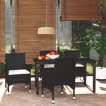 vidaXL Mobilier à dîner de jardin et coussins 5Pièces Résine tressée Noir