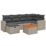 vidaXL Salon de jardin avec coussins 7 Pièces gris résine tressée