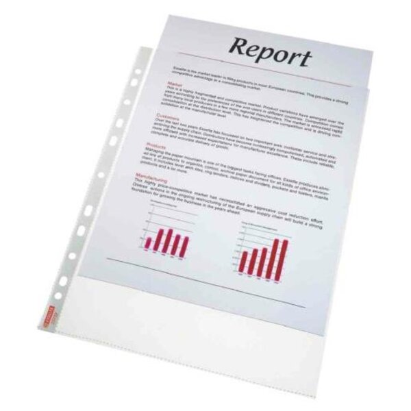 Sachet de 50 Pochette Perforée Standard A4 PP Transparent Lisse ESSELTE