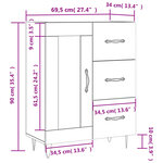 vidaXL Buffet gris béton 69 5x34x90 cm bois d'ingénierie