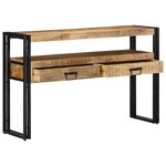 Tables d'appoint vidaXL Noires 120x33x75 cm en bois de manguier massif et métal