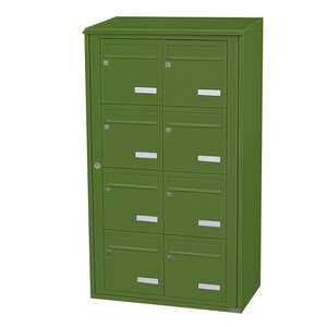 Bloc collectif leabox.com 2x4 grade 3 simple face Extérieur fixation murale Vert mai RAL 6017 finition brillante