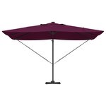 vidaXL Parasol déporté Roma de avec LED Rouge Bordeaux 352x251x265 cm Aluminium