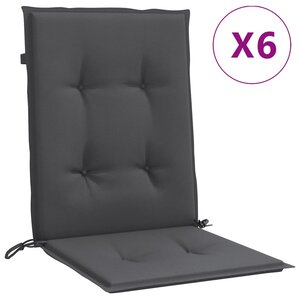 vidaXL Coussins de chaise à dossier bas lot de 6 anthracite mélangé