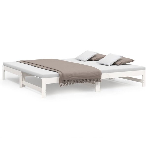 vidaXL Lit coulissant Blanc 2x(80x200) cm Bois de pin massif