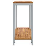 vidaXL Table d'extérieur Naturelle et Grise 35x110x75 cm en Bois Massif et Acier
