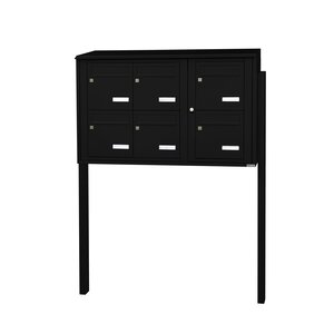 Bloc collectif Leabox 3x2 grade 3 simple face Extérieur sur pieds à sceller Noir 9005 finition brillante