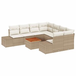 vidaXL Ensemble de canapé de jardin 9 Pièces Beige et crème polyrotin