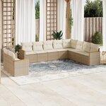 vidaXL Salon de jardin avec coussins 10 Pièces beige résine tressée
