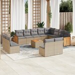 vidaXL Salon de jardin avec coussins 13 Pièces beige résine tressée