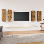 vidaXL Meubles TV 4 Pièces Chêne fumé 30 5x30x90 cm Bois d'ingénierie