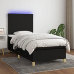 vidaXL Sommier à lattes de lit avec matelas et LED Noir 90x190cm Tissu