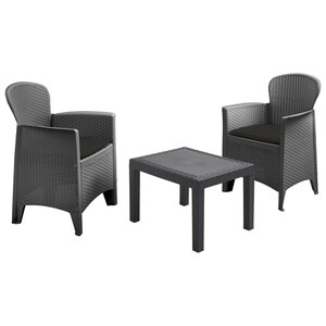 ProGarden Ensemble de jardin avec coussins 3 Pièces Akita Anthracite