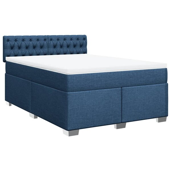 vidaXL Sommier à lattes de lit avec matelas Bleu 140x190 cm Tissu