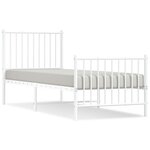 vidaXL Cadre de lit métal avec tête de lit/pied de lit blanc 75x190 cm