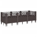 vidaXL Jardinière avec piquets marron 123 5x43 5x43 5 cm PP