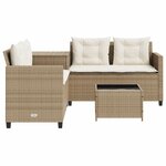 vidaXL Canapé de jardin avec table et coussins en forme de L beige