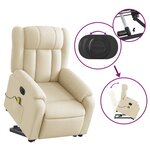 vidaXL Fauteuil inclinable de massage électrique Crème Tissu