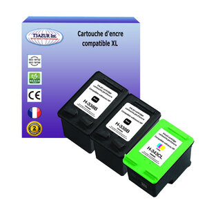 2+1 Cartouches compatibles avec HP PhotoSmart 2613, 2615, 2710, 2710xi, 2713, 7800, 7830, 7850, 7850v, 7850xi, 8000 remplace HP 338, HP343- T3AZUR