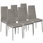 Lot de 6 chaises siège de salon cuisine salle à manger design carré élégant gris 08_0000173