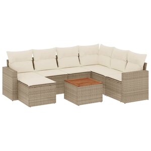 vidaXL Salon de jardin avec coussins 8 Pièces beige résine tressée