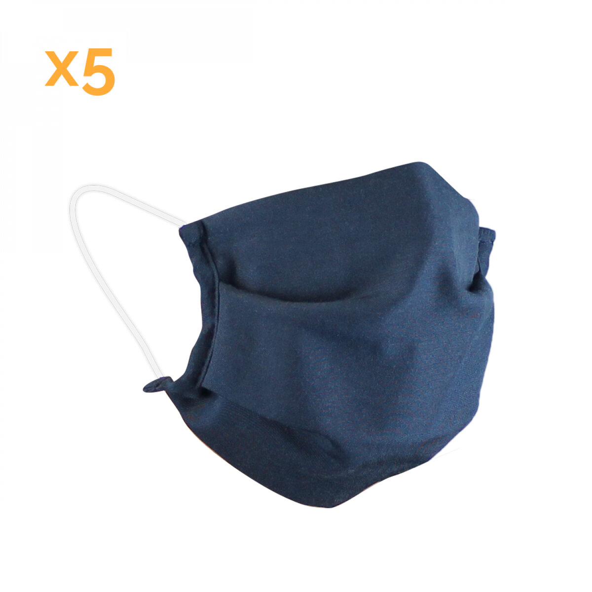 Lot de 2 masques de protection visage lavable 50 fois pour enfant - 3  couches en tissu - Bleu marine - Certifié UNS1 - La Poste