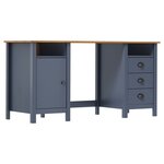 Bureau table poste de travail meuble d'ordinateur informatique étude Hill 150 x 50 x 74 cm bois de pin solide gris 02_0023862
