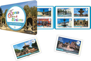 Carnet de 12 timbres - France Terre de tourisme - Les Fontaines - Lettre Verte