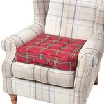 Coussin d'assise rehausseur en coton à carreaux écossais Rouge  50 x 50 x 10 cm - HOMESCAPES