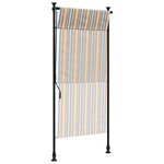 vidaXL Store roulant d'extérieur jaune et blanc 120x270 cm tissu acier