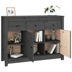vidaXL Buffet Gris 100x35x74 cm Bois massif de pin