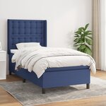 vidaXL Sommier à lattes de lit avec matelas Bleu 90x190 cm Tissu
