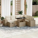 vidaXL Salon de jardin avec coussins 8 Pièces beige résine tressée